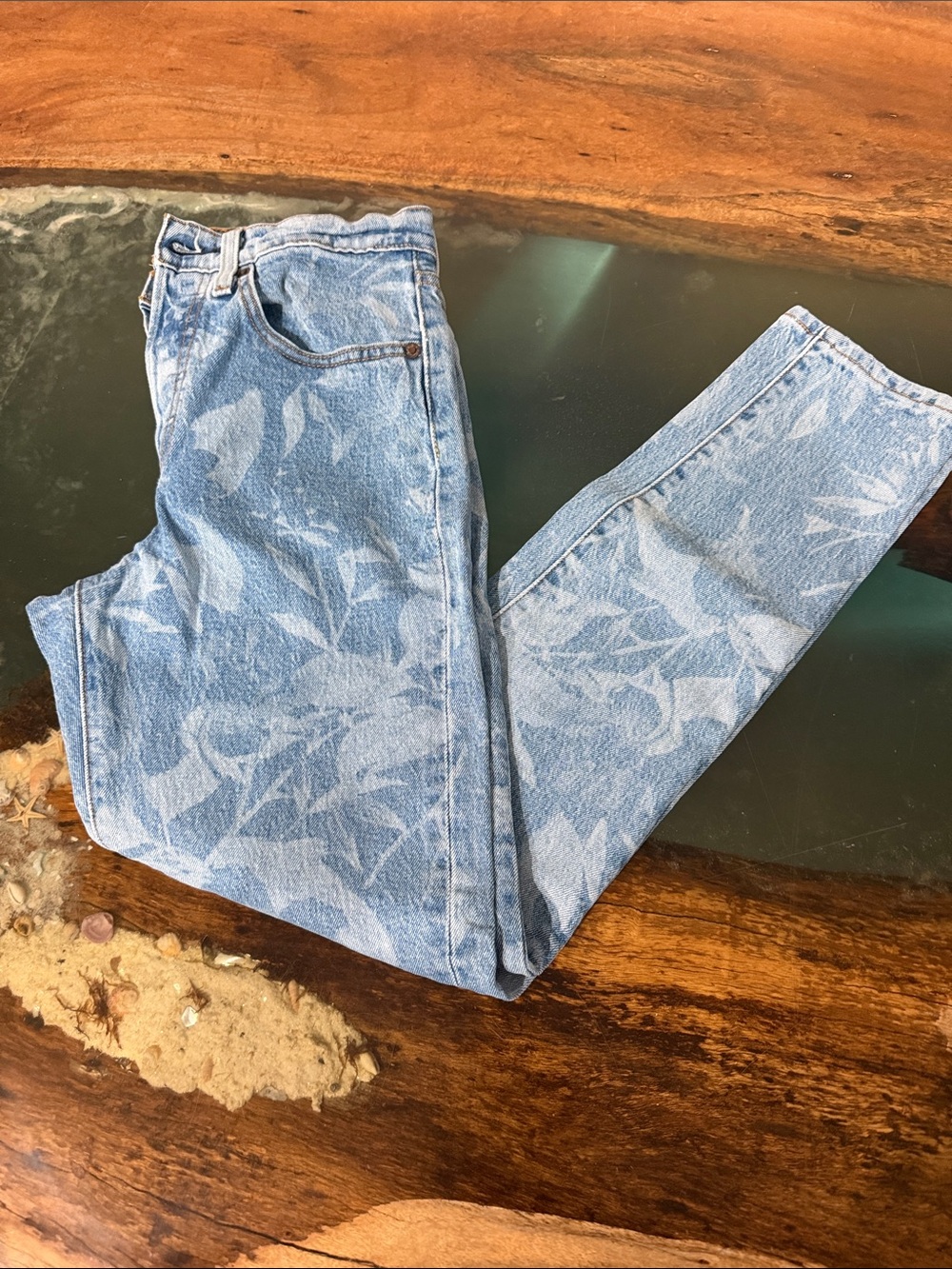 Levi’s Brand 501 Skinny Washed Blue Patterned Women’s Jeans